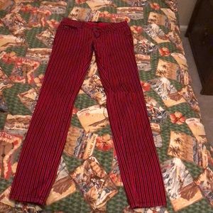 Skelanimals Red and Black Pinstriped Skinny Jeans